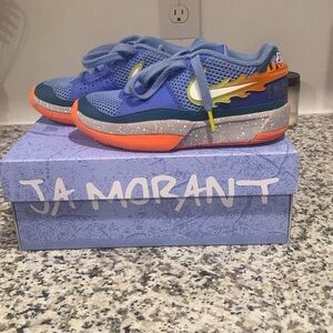 Nike Kids Blue and Orange Sneakers with Flame Detail